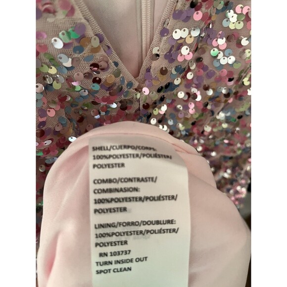 DONNA MORGAN FOR MAGGY Sequin Midi Cocktail Dress Lavender/Pink Multi Size 0 - Picture 9 of 9